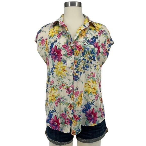 NWOT UO Lucca Couture Floral Cutout Back Blouse - Picture 2 of 10